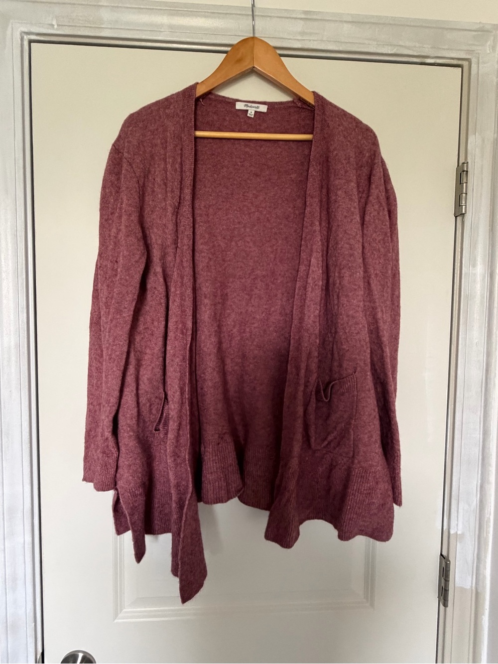 Madewell Dusky Mauve Open-Front Ribbed Cardigan